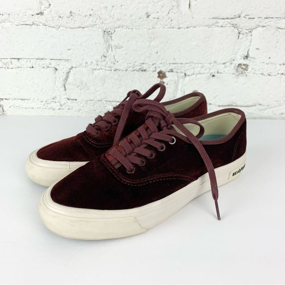 SeaVees For J. Crew Legend Burgundy Red Velvet Sneaker W7